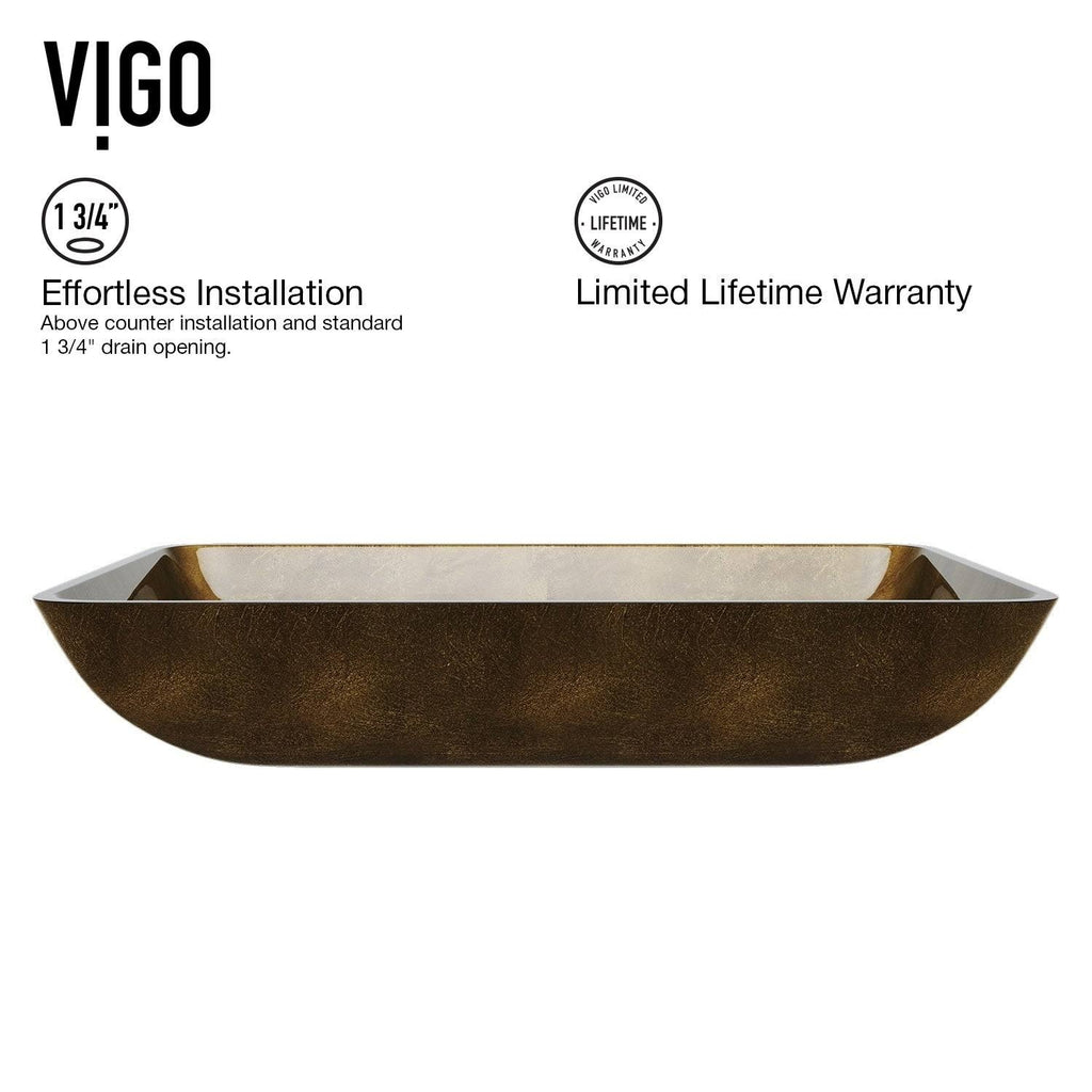 Bronze Rectangular Vessel Bathroom Sink with Faucet K97648