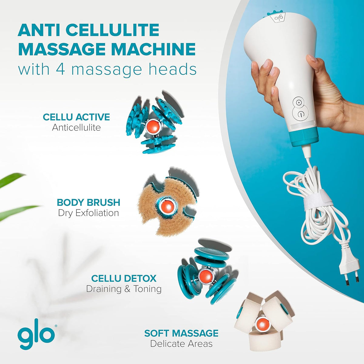 Anti Cellulite & Slimming Massage Machine with 4 Massage Heads with Phototherapy W255