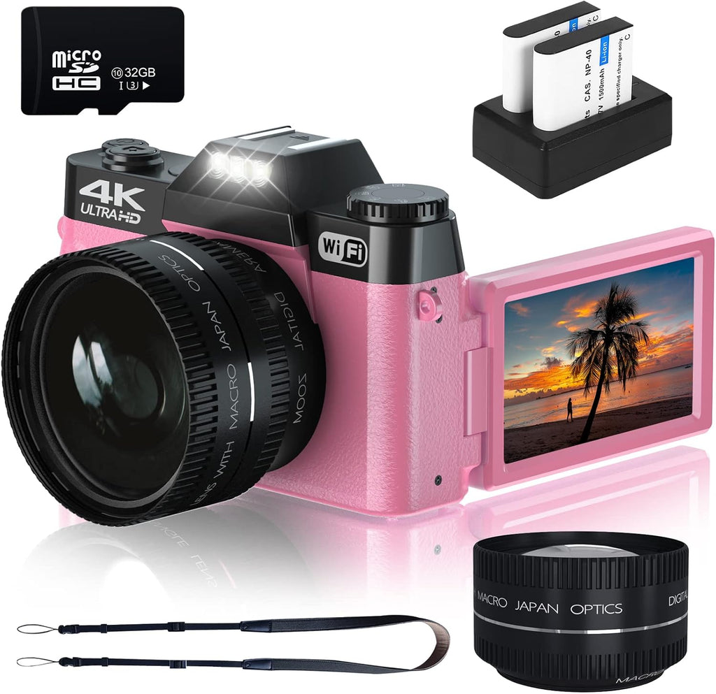 4K Digital Camera with WiFi, 16X Digital Zoom, 32GB SD Card K939884