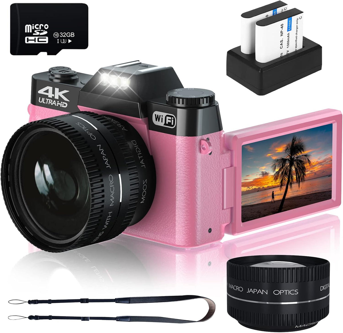 4K Digital Camera with WiFi, 16X Digital Zoom, 32GB SD Card K939884