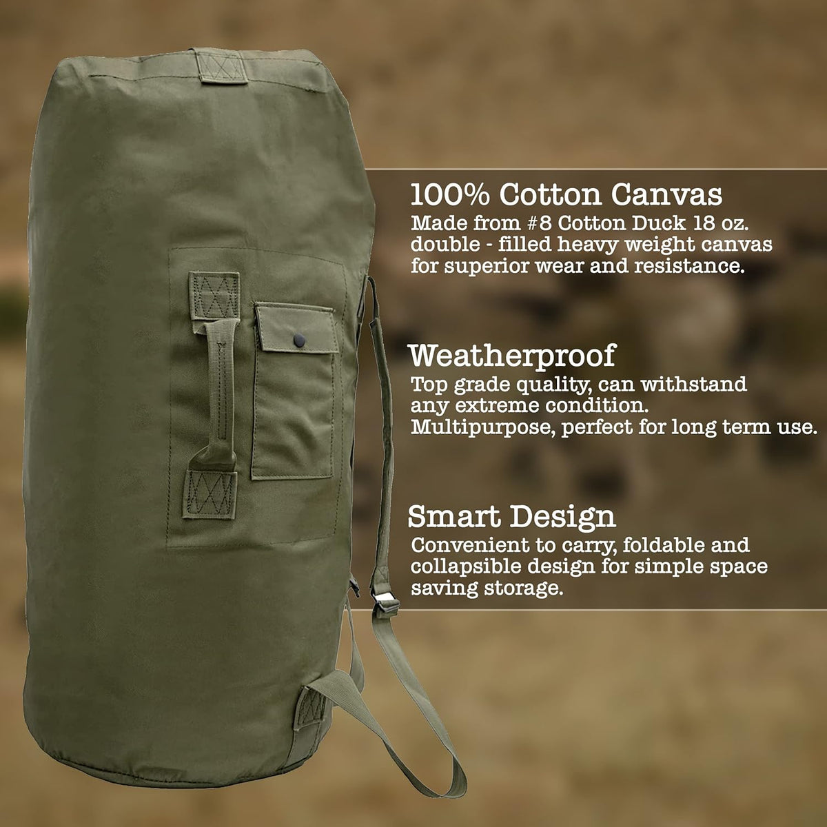 Military Green Canvas Duffel Bag O904445