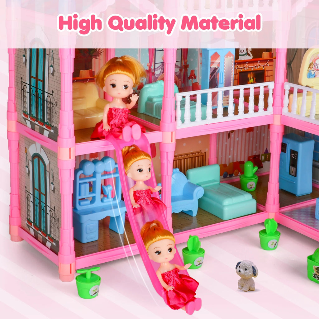 8 Rooms Dollhouse Kit with Furniture and Accessories 191 PCS F797