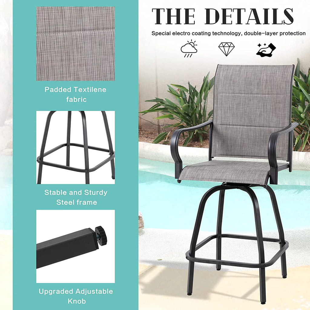 4 Pieces Gray Sling Outdoor Swivel Bar Stools U218284
