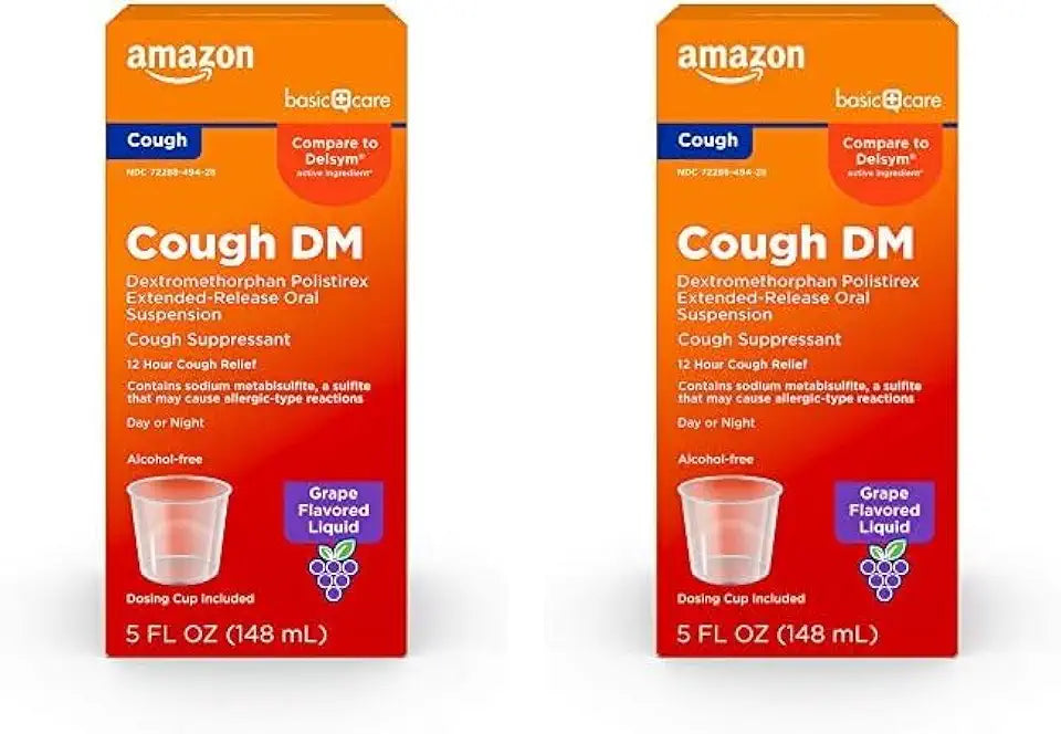 12 Hour Cough DM Syrup Grape Flavor Liquid Medicine 5 fl oz Pack of 2 V95417