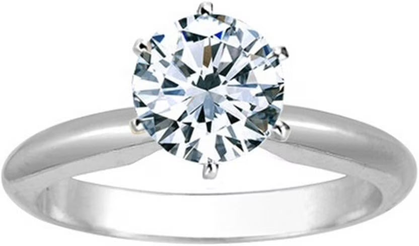1.00 Ct Round Cut White Diamond Solitaire Ring 14K White Gold Plated 925 Sterling Silver N27706