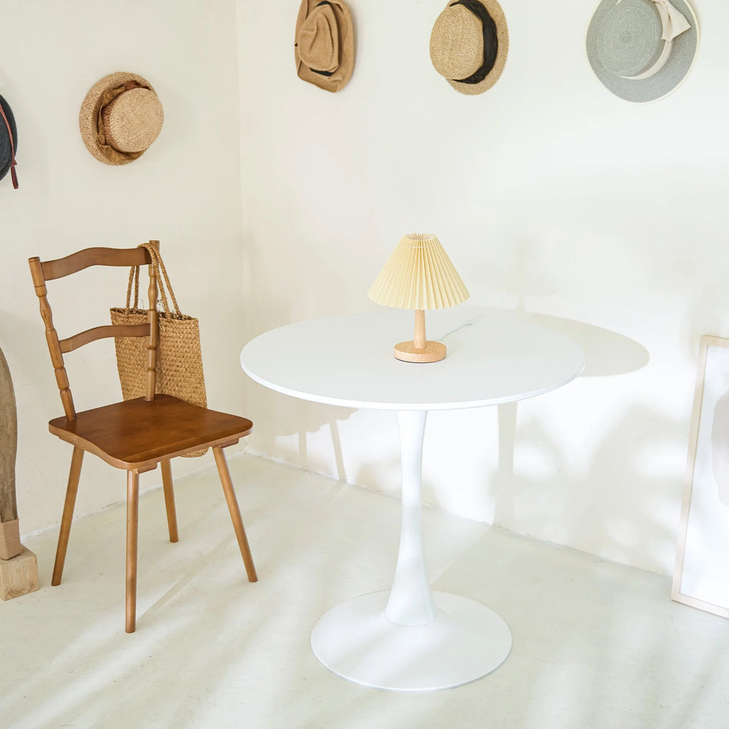 Round Dining Table 32" White Steel Pedestal T70485
