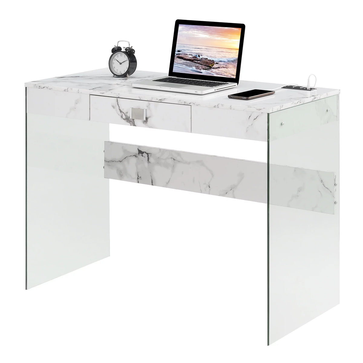 Glass Desk with Charging Station I592610