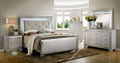 King Size Bed with Dresser Mirror Nightstands Chest Silver V21251