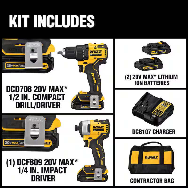 Cordless Brushless Hammer Drill Impact 2 Tool Combo Kit K341