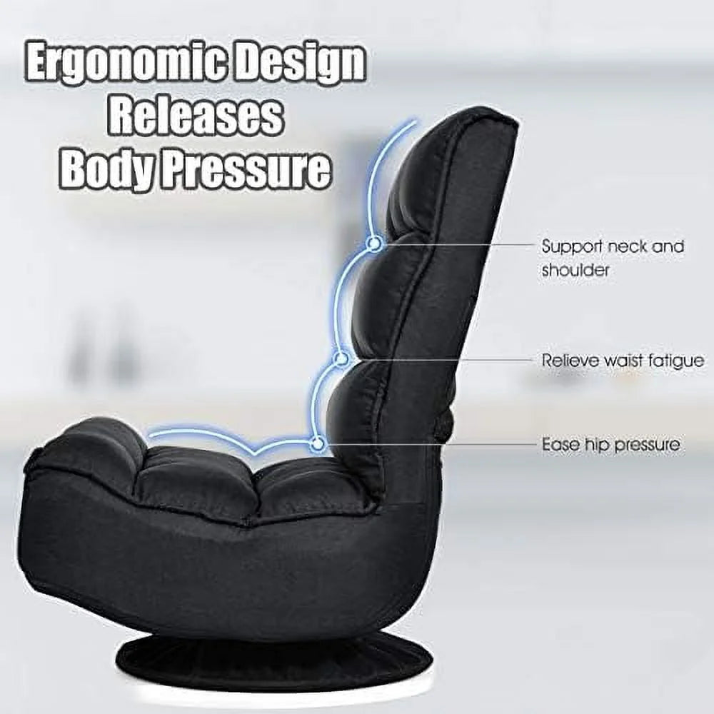 Folding Swivel Floor Chair with 6 Positions Adjustable W21824