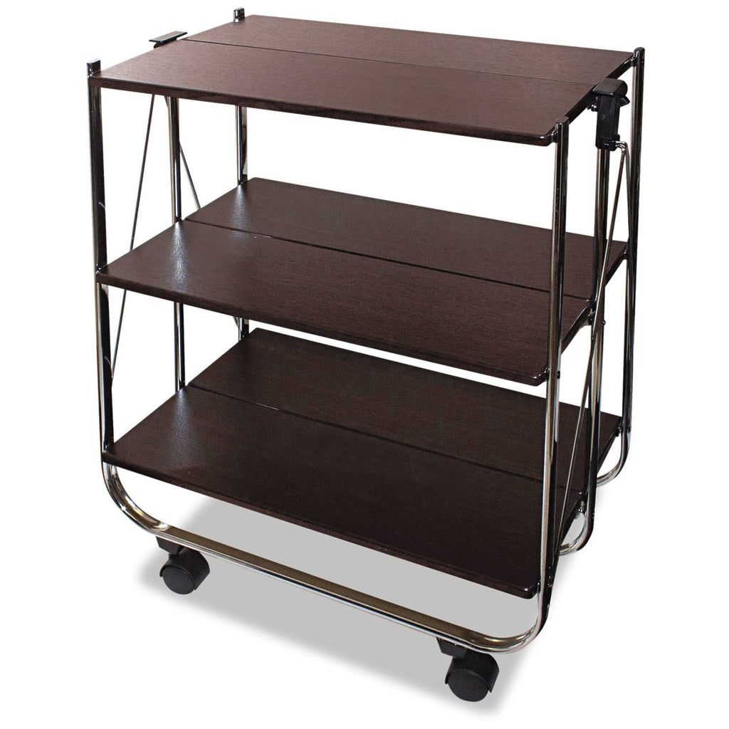 Click-N-Fold Utility Cart, 26 1/2W x 15 3/4d x 31 1/2h, Chrome/Brown J75029