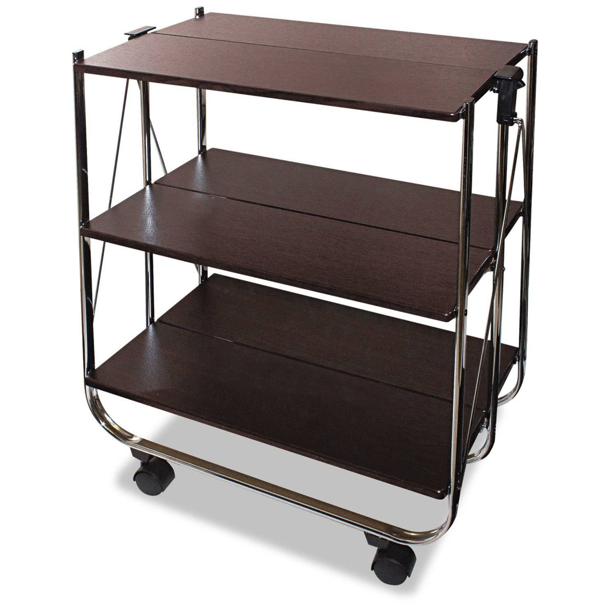 Click-N-Fold Utility Cart, 26 1/2W x 15 3/4d x 31 1/2h, Chrome/Brown J75029