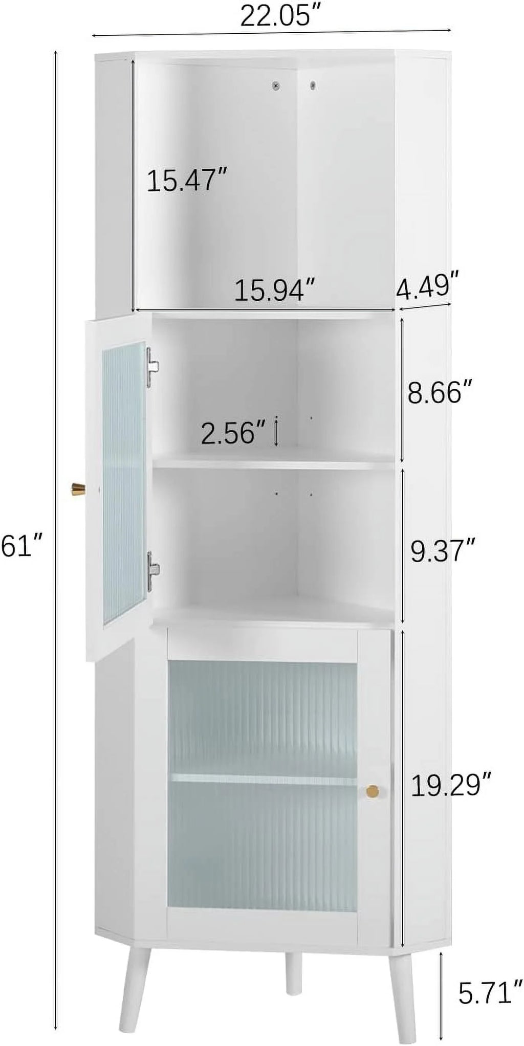 White Corner Cabinet with Glass Doors Y312253
