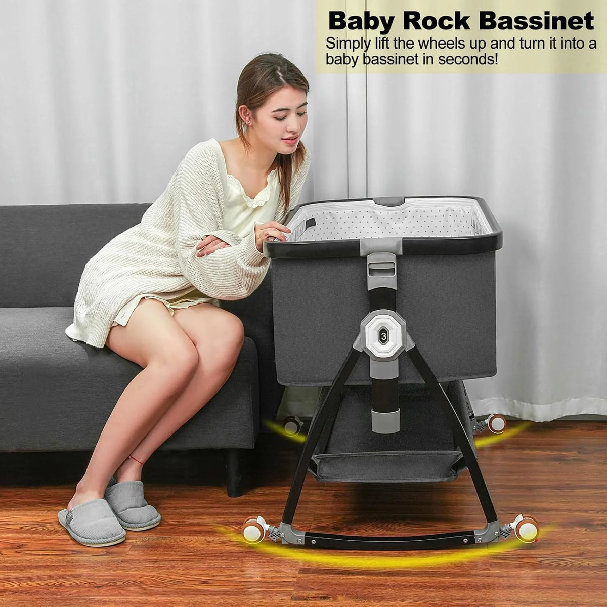 3 in 1 Bedside Bassinet with Adjustable Height V7861