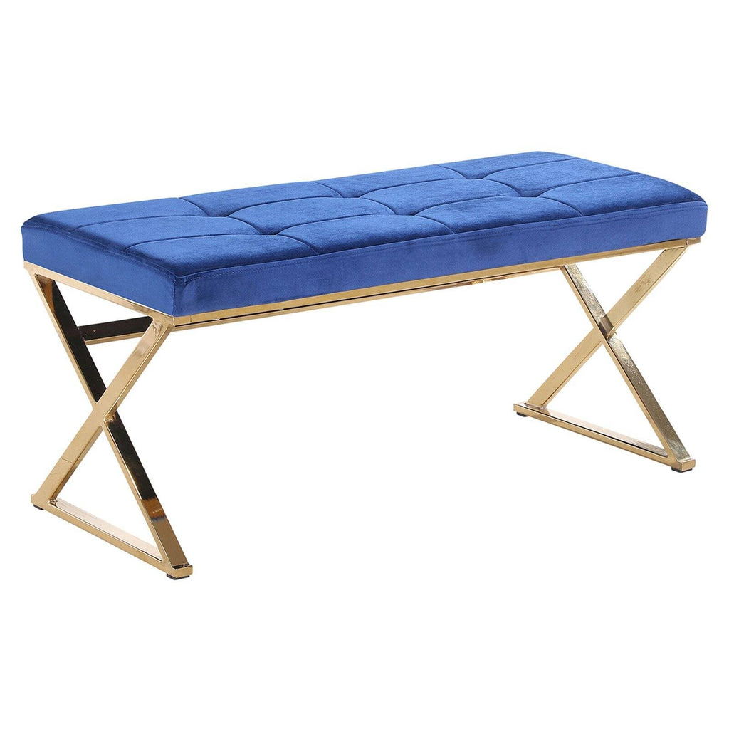 Blue/Gold Velveteen Bench J89746