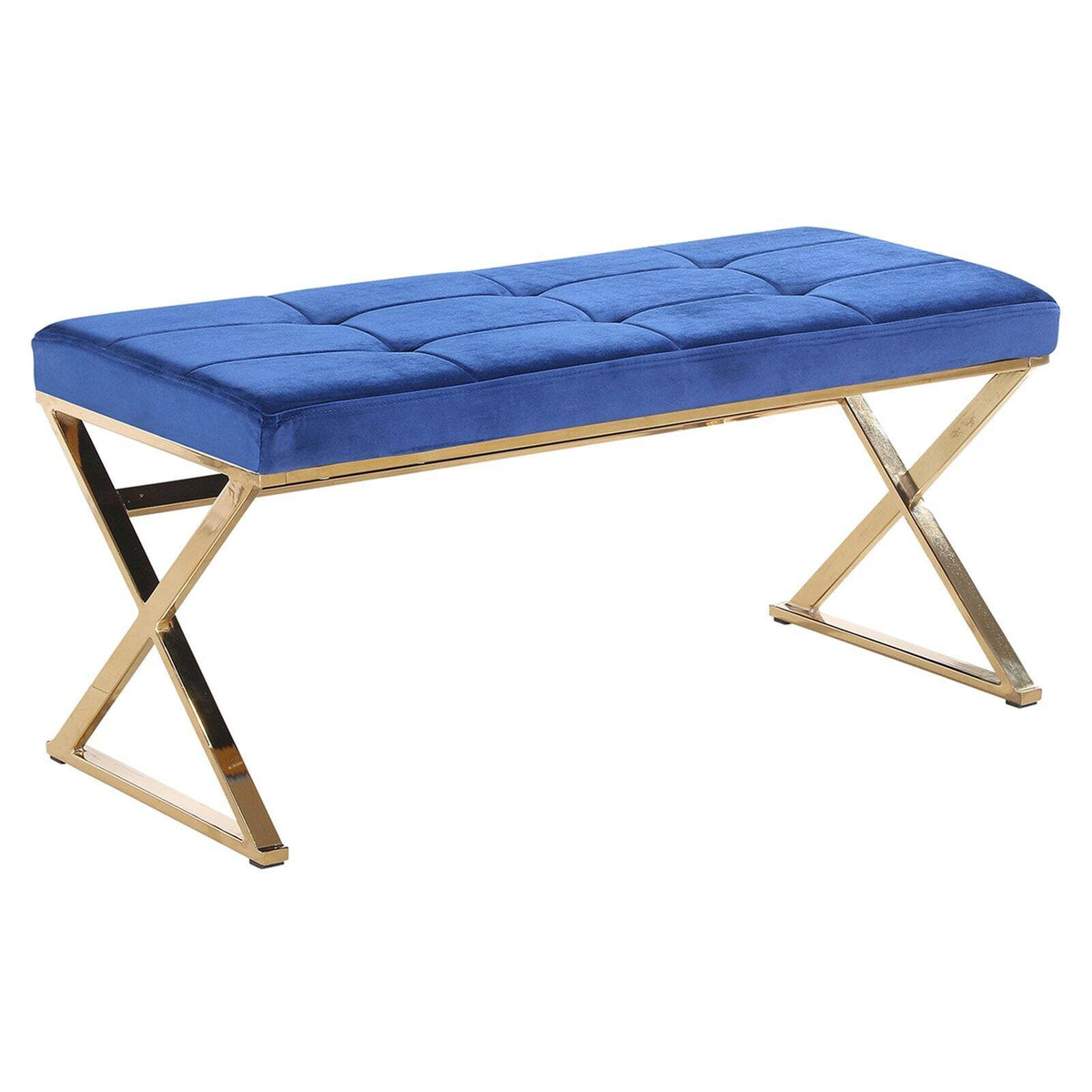 Blue/Gold Velveteen Bench J89746