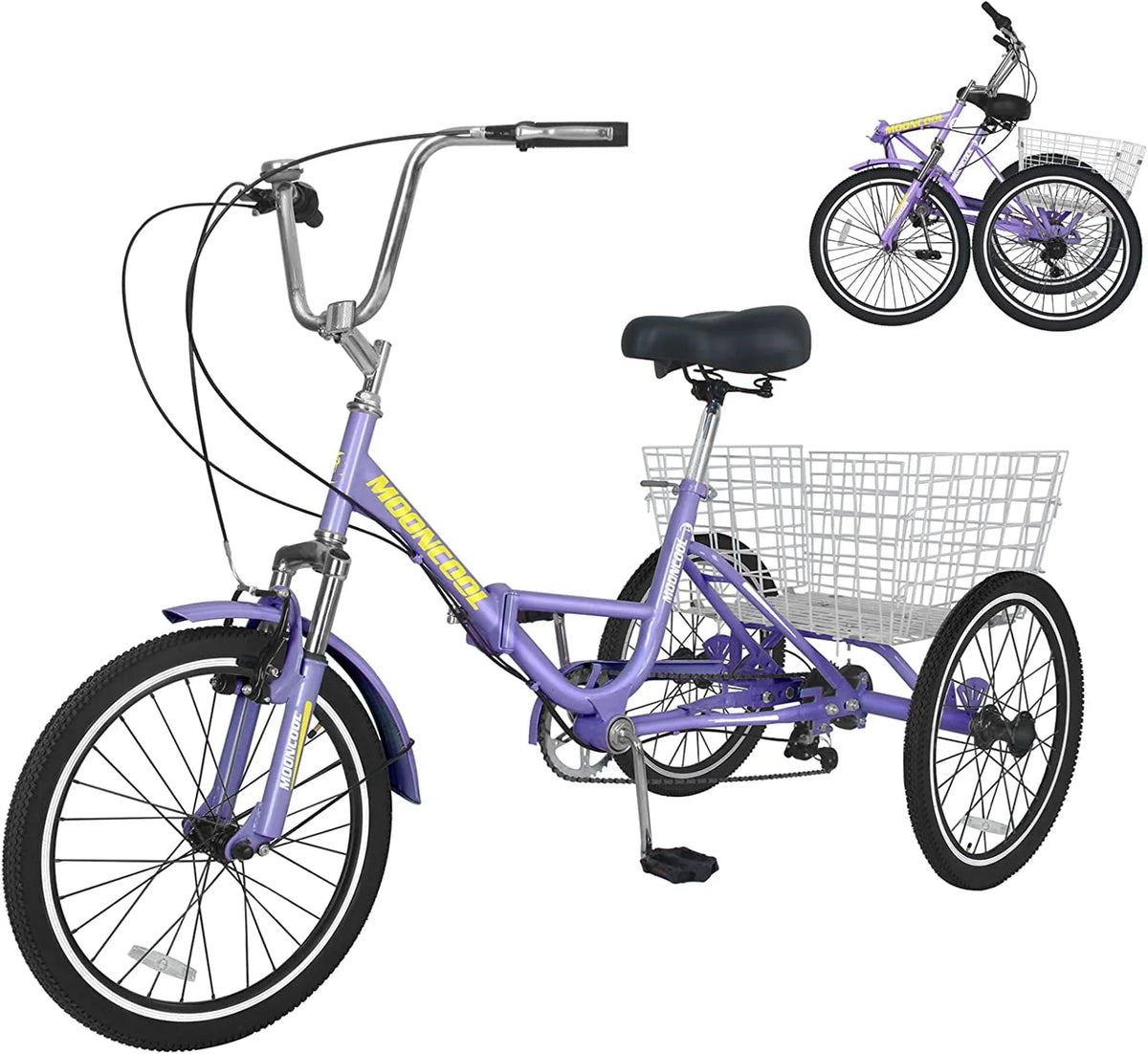 Folding 7 Speed Adult Tricycle with Large Basket V6693