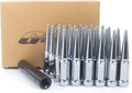 14x1.5 Chrome Spike Lug Nuts, Closed End Bulge Acorn, 3/4'' Hex Cone Seat, Set of 24+1 Key Z683