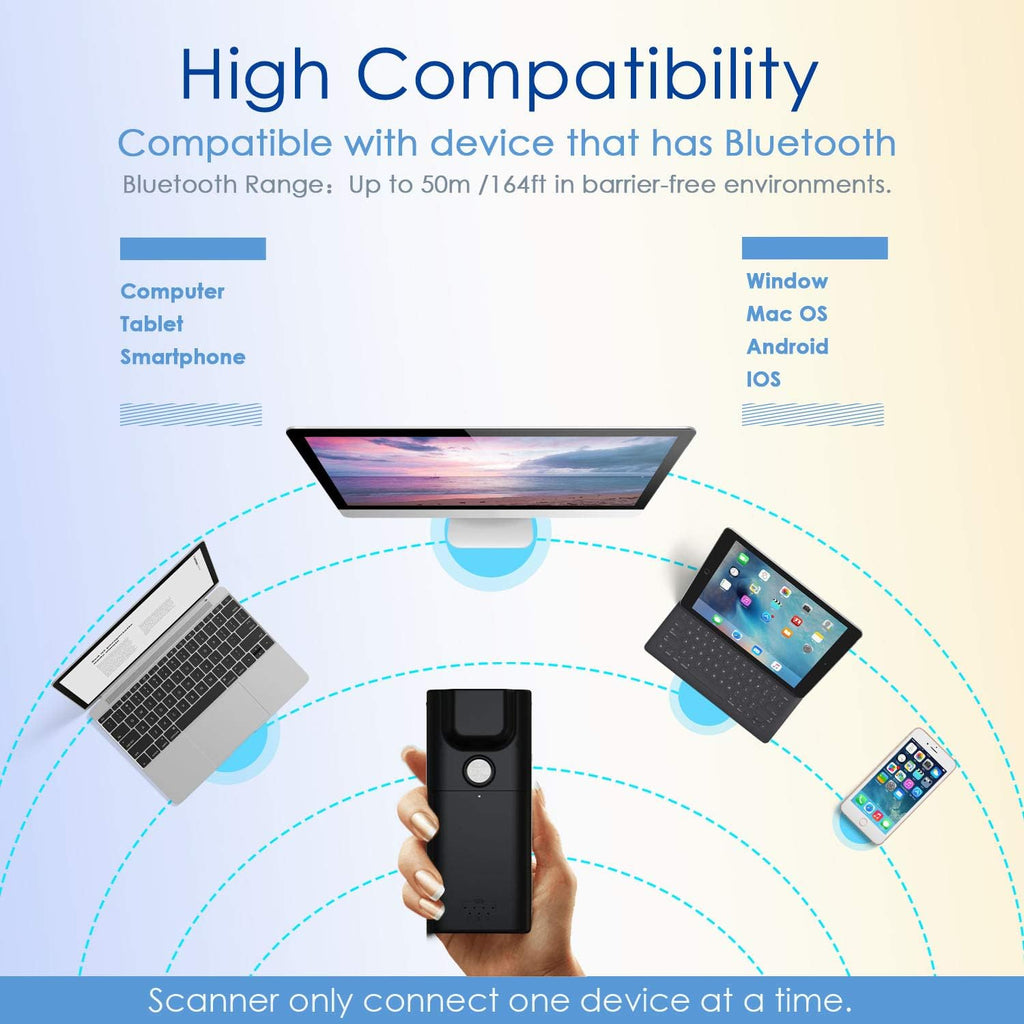 Wireless Barcode Scanner Bluetooth Compatible with Adjustable Back Clip Z423240