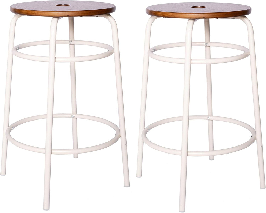 Black Round Barstool with Metal Legs, Set of 2 U310349