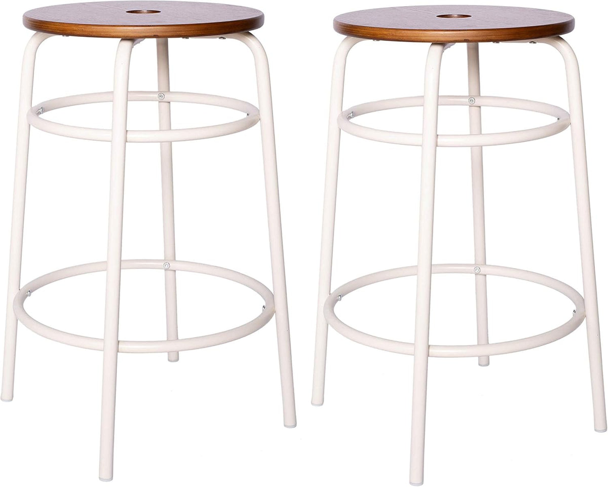 Black Round Barstool with Metal Legs, Set of 2 U310349