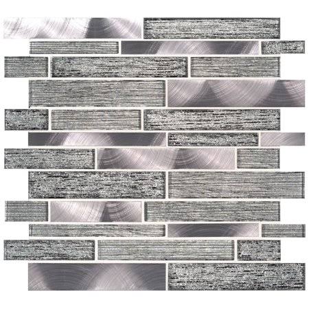 11.73 in. x 11.61 in. x 8mm Glass Metal Mesh-Mounted Mosaic Tile T18633