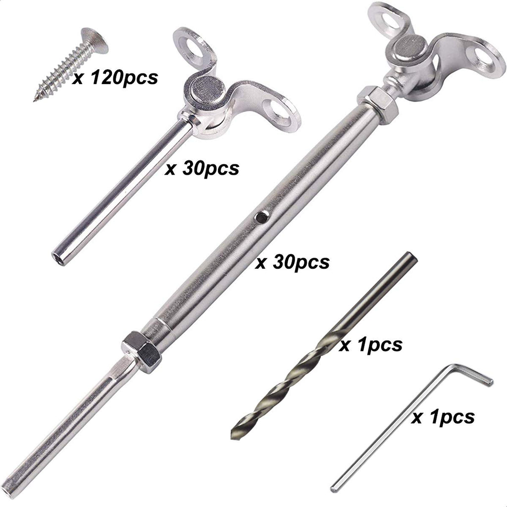 30 Pairs Stainless Steel Cable Railing Kit V818