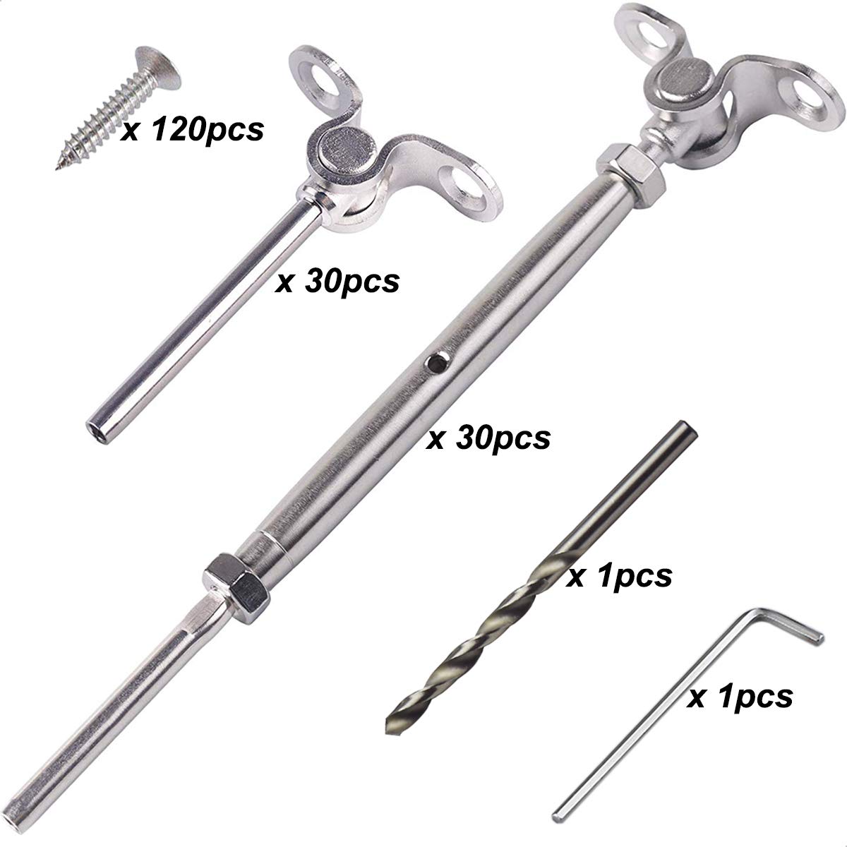 30 Pairs Stainless Steel Cable Railing Kit V818