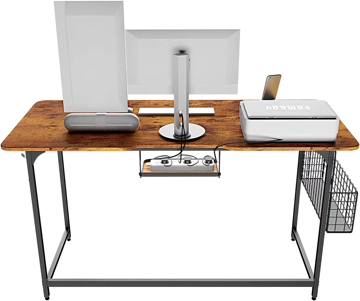 40'' Rounded Corner Home Office Desk with Cable Management Black J69631
