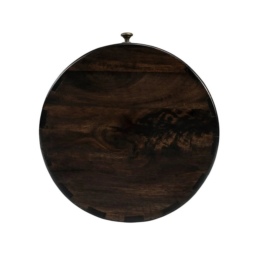 Dark Brown Mango Wood End Table with Storage Set of 2 W3676