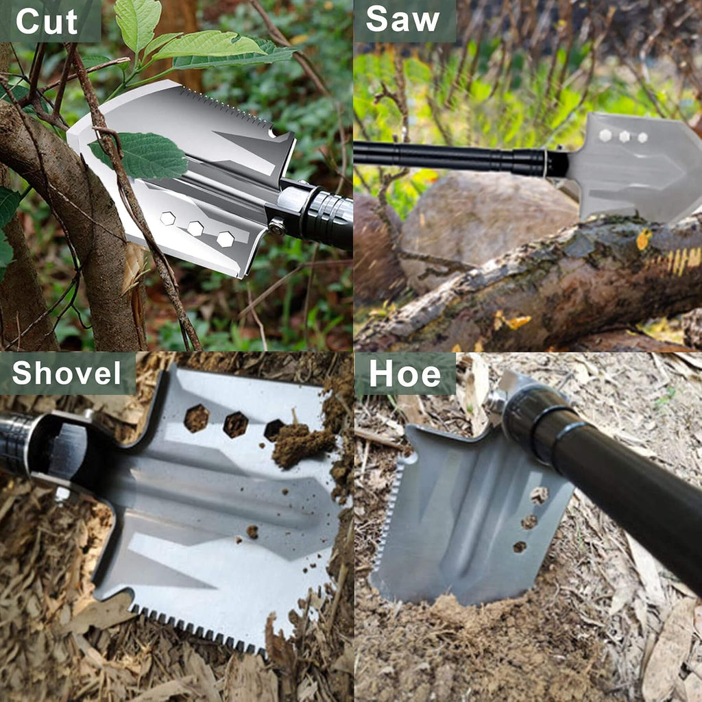 Foldable High Carbon Steel Tactical Shovel with Adjustable Tube J4233