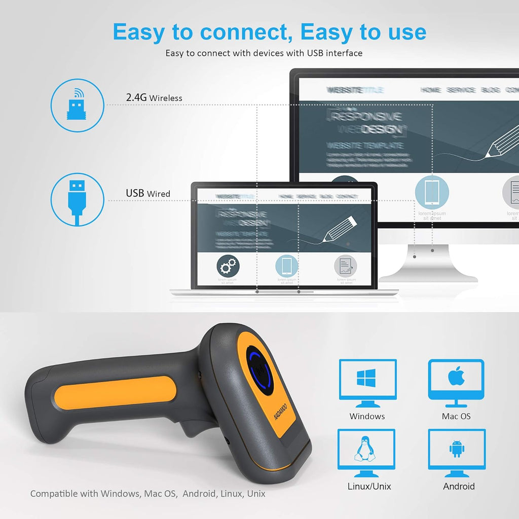 Cordless 2D Handheld Barcode Scanner with USB Dongle K913620