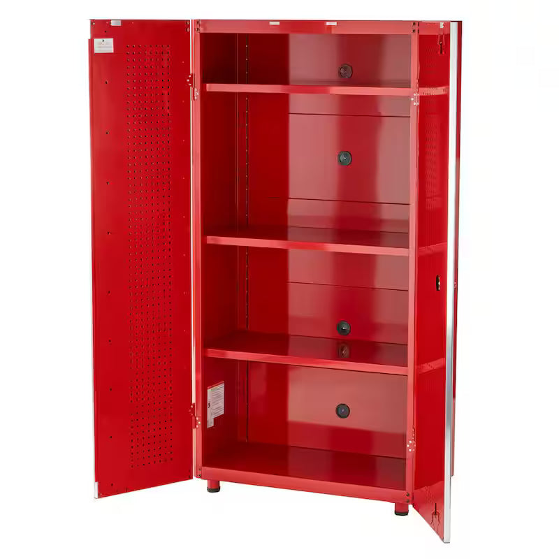 24-Gauge Steel Freestanding Garage Cabinet in Red L5204