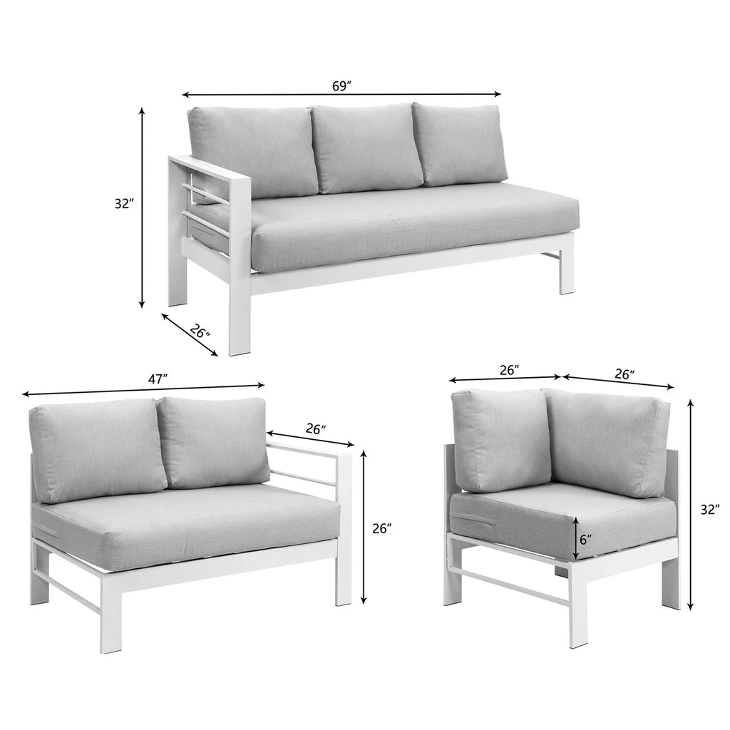 3 Pieces All-Weather Aluminum Patio Sofa Set R34620