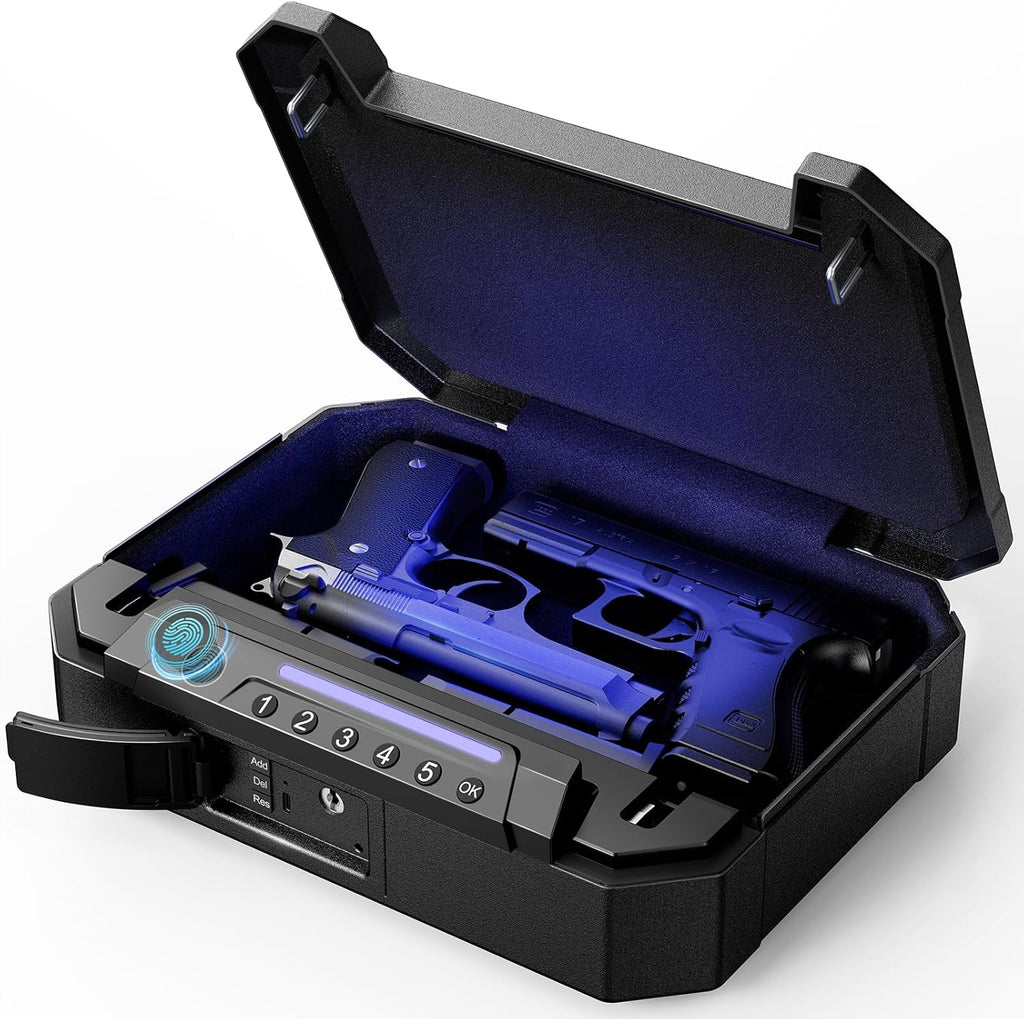 Biometric Fingerprint Gun Safe with USB-C Charging and Interior Light E962