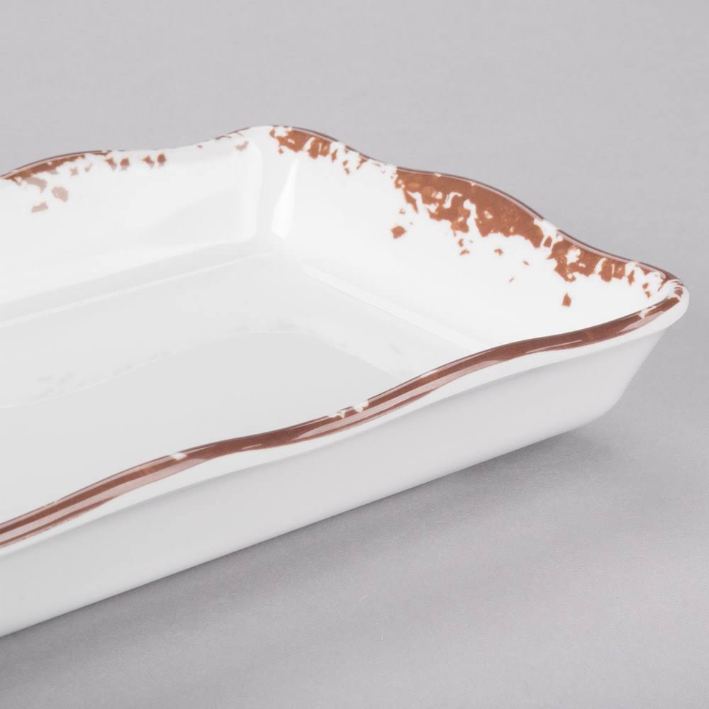 Tuscan Scalloped Melamine Rectangular Display Tray - 6/Pack R985701