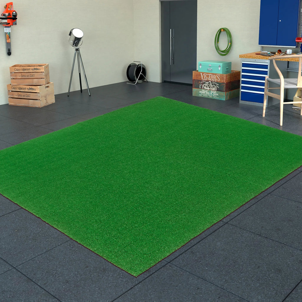 Waterproof 5'3" x 8'2" Green Artificial Grass Rug Y9287