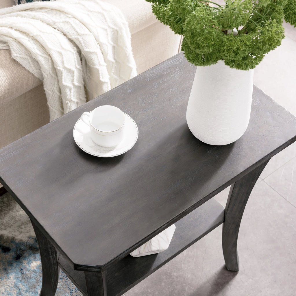 Rustic Gray Narrow Side Table with Shelf G420877