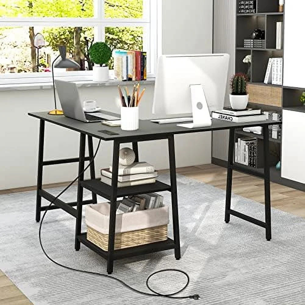 L Shaped Computer Desk with Outlets & USB Ports O4411