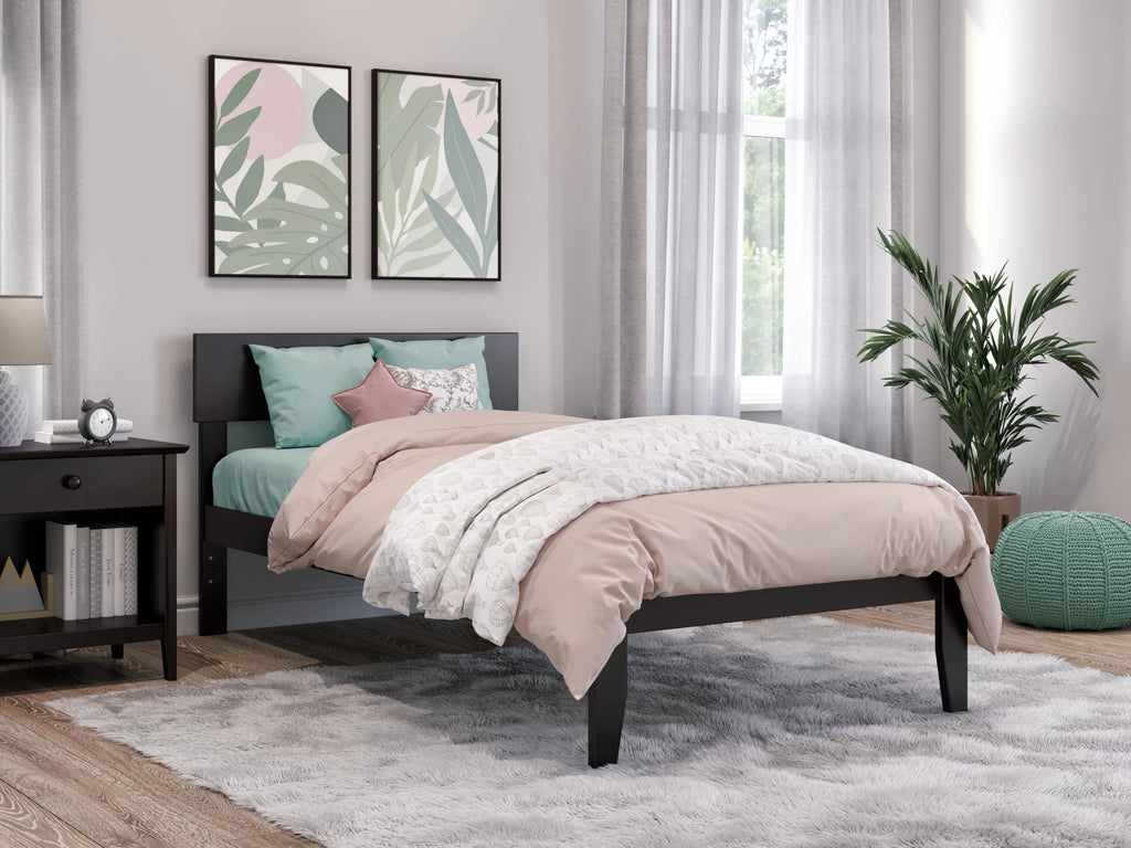 Twin Wood Platform Bed Frame with Headboard K73676