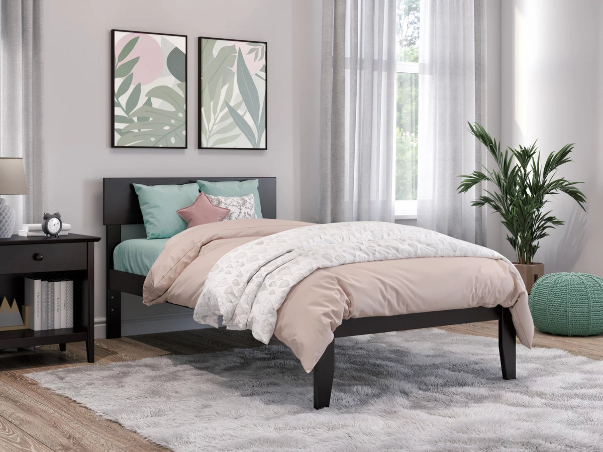 Twin Wood Platform Bed Frame with Headboard K73676