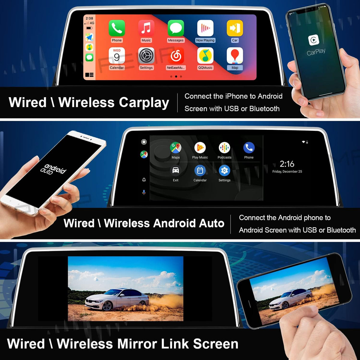Blue Anti-Glare Vertical Screen 10.25 Android 11 Auto Carplay Snapdragon 662 8 Core 4+64GB for BMW E60 E61 CCC S816435