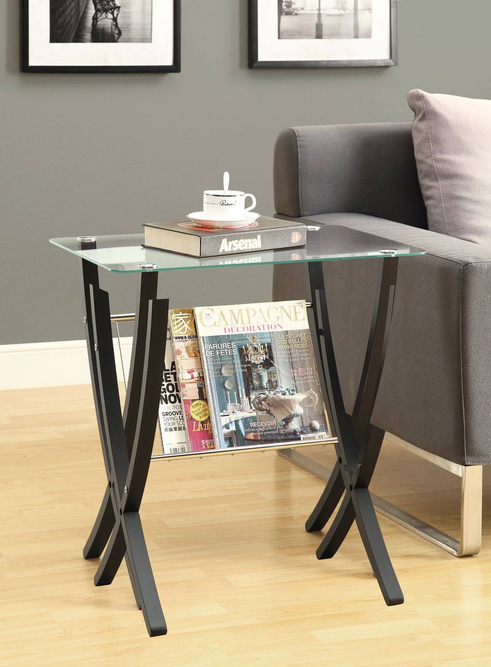 Cappuccino Bentwood Magazine Table with Tempered Glass N38168