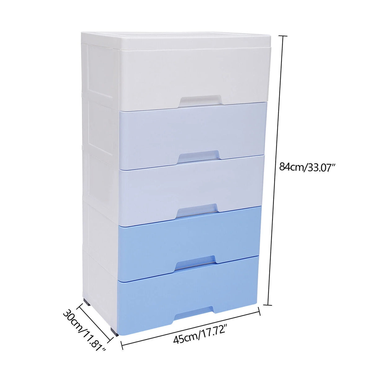 Blue 5 Drawer Plastic Dresser O15398