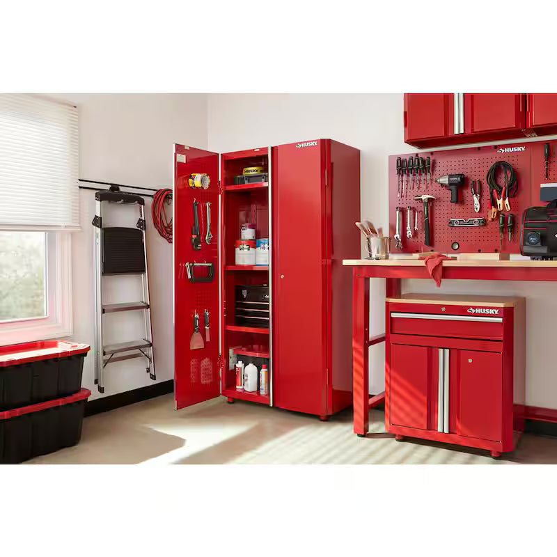 24-Gauge Steel Freestanding Garage Cabinet in Red L5204