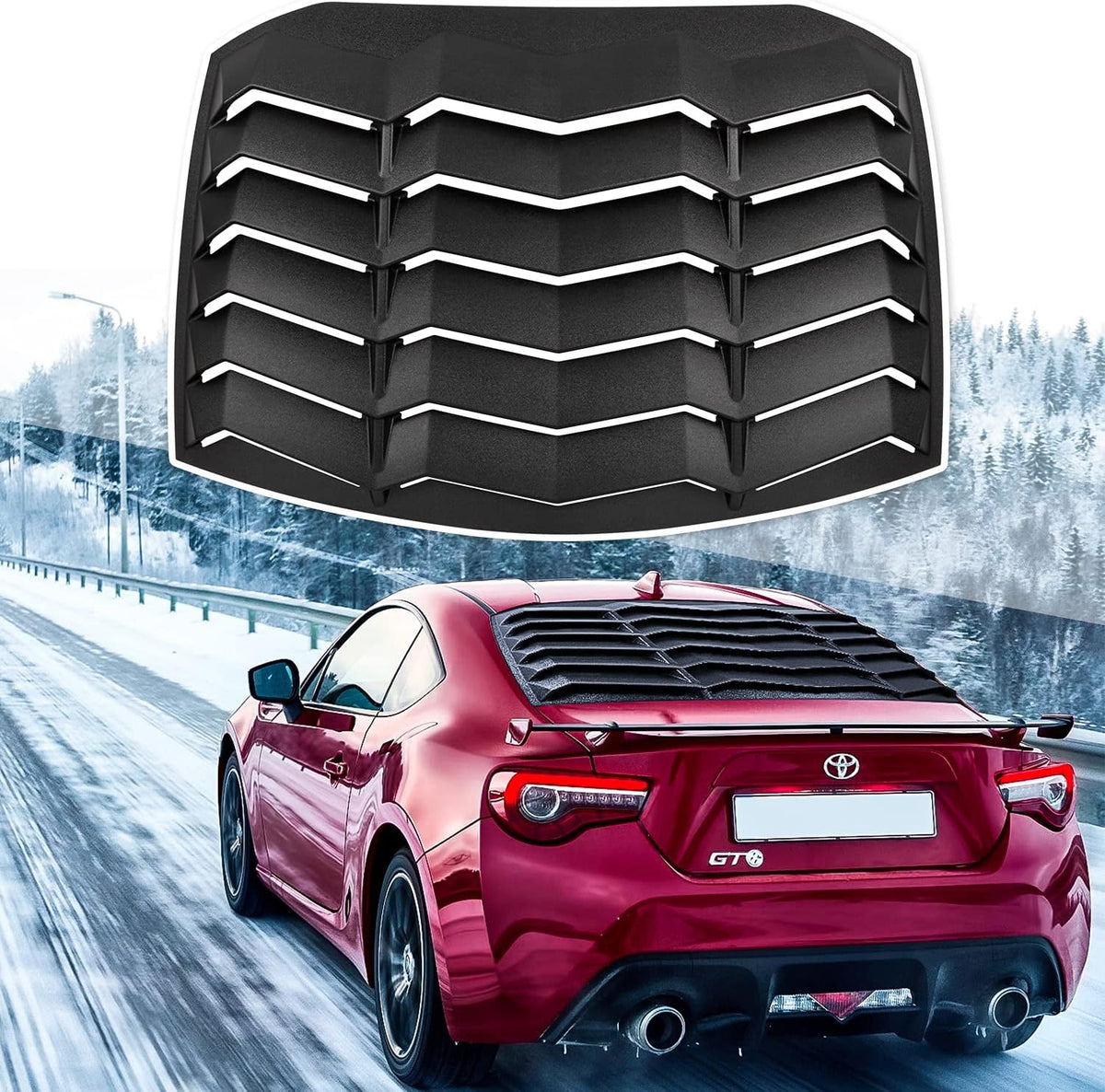 Rear Window Louver ABS Matte Black Windshield Sunshade Cover C97103