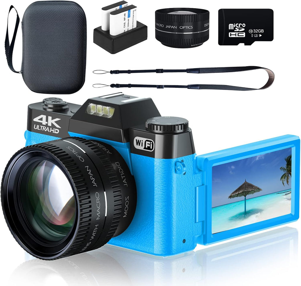 4K Digital Camera with WiFi, 16X Digital Zoom, 32GB SD Card K939884