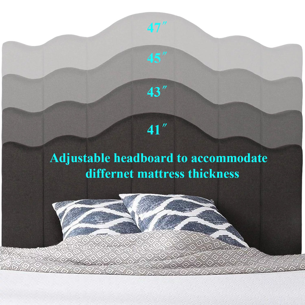 Twin Size Upholstered Platform Bed Frame Dark Grey J896918
