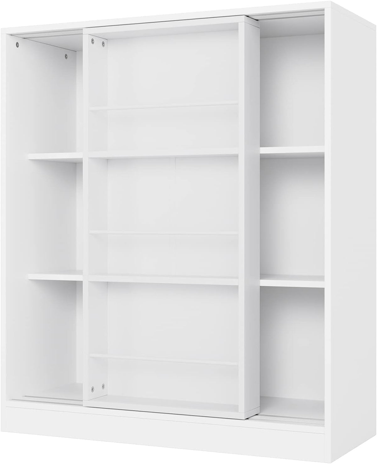 White 3 Tier Bookcase with Sliding Book Shelf A590