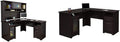 L Shaped Desk with Hutch in Espresso Oak T981002